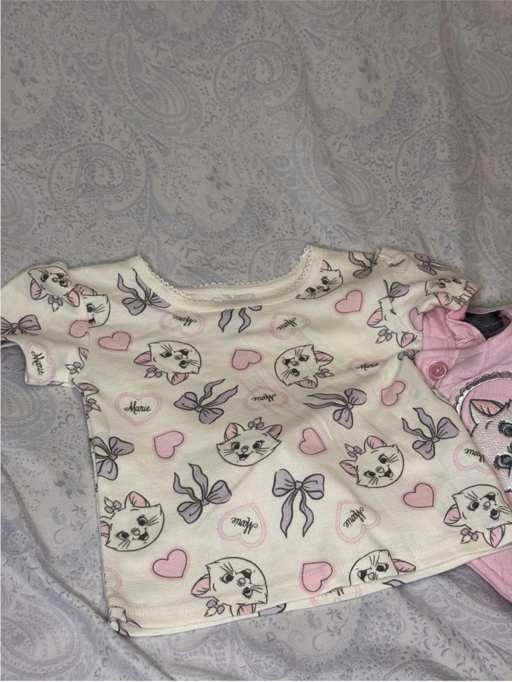 Disney The Aristocats Pink Quilted Shorts Romper with Short Sleeve Tee - Picture 3 of 8